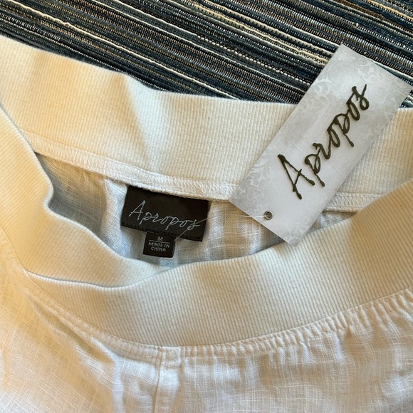🆕Apropos Berkeley California Women’s Size M White 100% Linen Wide Flair Pants - Picture 5 of 6
